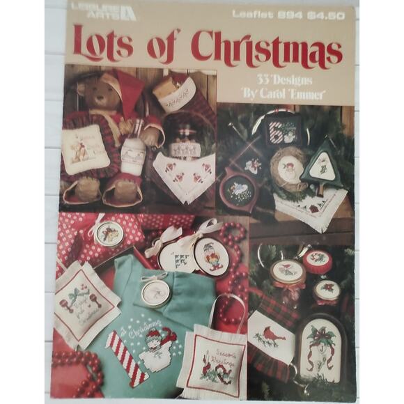 Leisure Arts Lots of Christmas Cross Stitch Patterns Snowman, Santa, Elf, Angel - Picture 1 of 9